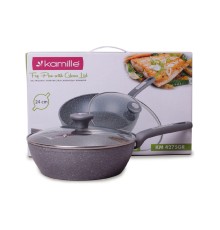 Сковорода антипригарна Kamille - 240 мм Granite глибока з кришкою (4275GR)