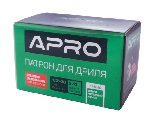 Патрон для дрилі швидкозажимний Apro - 1/2 x 20 x 2-13 мм