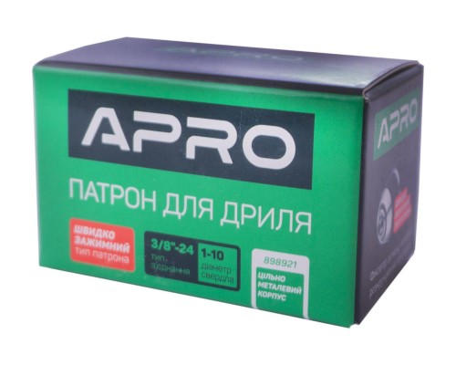 Патрон для дрилі швидкозажимний Apro - 3/8 x 24 x 1-10 мм