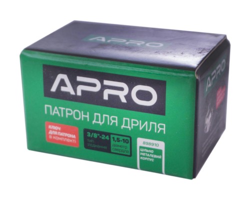 Патрон для дрилі з ключем Apro - 3/8 x 24 x 1,5-10 мм