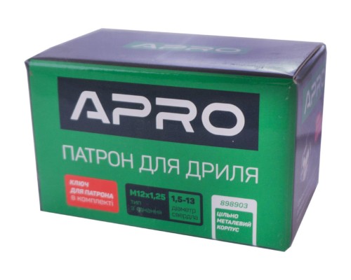 Патрон для дрели с ключем Apro - M12 x 1,25 x 1,5-13 мм