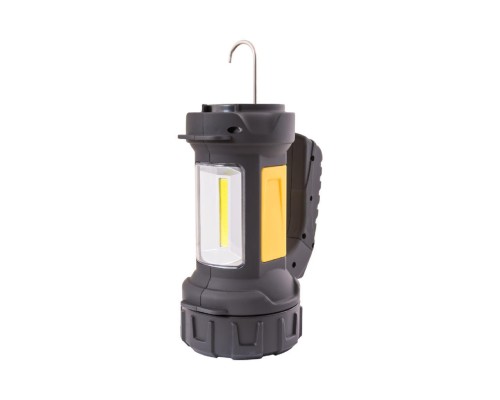 Яркие светодиоды, технология LED передний свет - 3W CREE LED/130 lumen боковой свет - 3W COB LED/200 lumen поворотная ручка на 360° металлический подвес, складывающийся в корпус тип питания: 4 батарейки AА корпус изготов